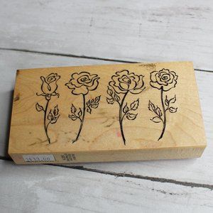PSX Rubber Stamp Mounted Wooden Block Roses Flowers